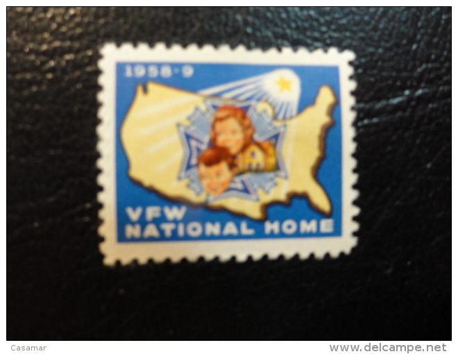 1958 59 VFW National Home EATON RAPIDS Michigan Health Vignette Charity Seals Seal Label Poster Stamp USA - Non Classés
