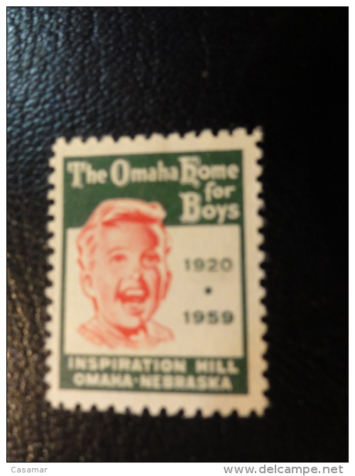 1959 OMAHA HOME NEBRASKA For Boys Health Vignette Charity Seals Seal Label Poster Stamp USA - Non Classés