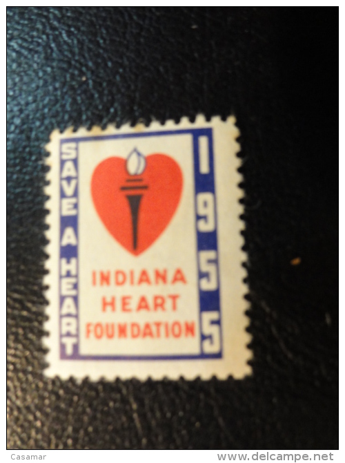 Indiana HEARTH Foundation 1955 Health Vignette Charity Seals Seal Label Poster Stamp USA - Non Classificati