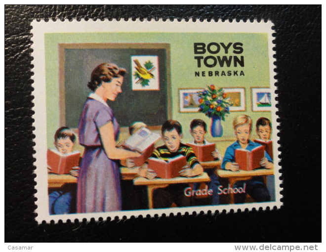 Grade School Education BOYS TOWN Nebraska Vignette Poster Stamp Label USA - Non Classés
