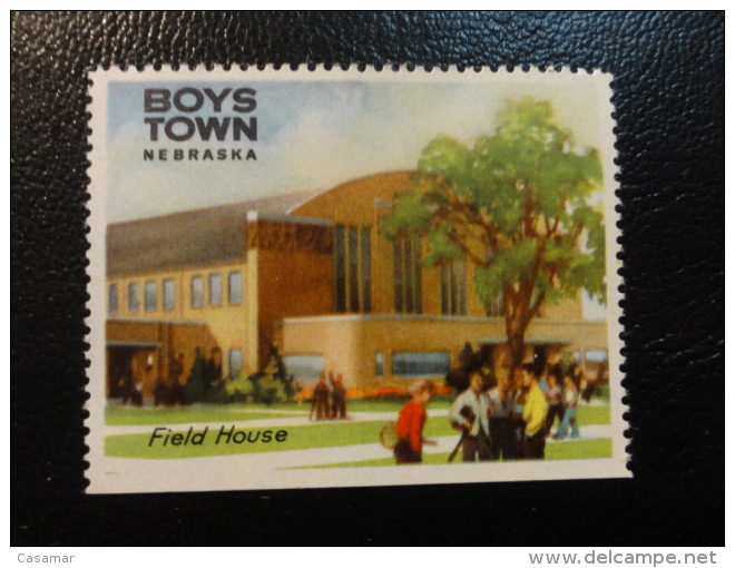 Field House BOYS TOWN Nebraska Vignette Poster Stamp Label USA - Ohne Zuordnung