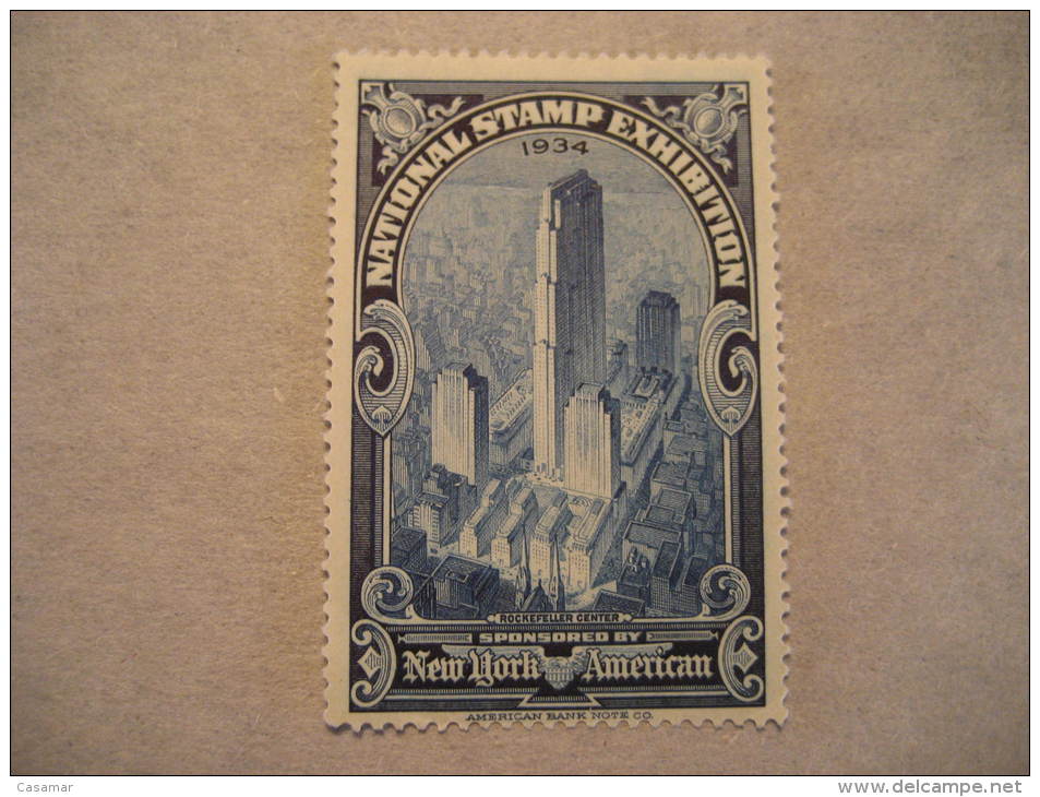 New York 1934 International Philatelic Exhibition Rockefeller Center Poster Stamp Label Vignette Vi&ntilde;eta USA - Other & Unclassified