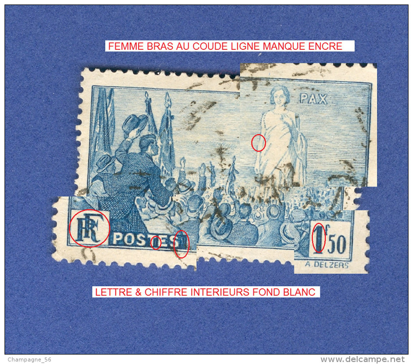 * 1936 N° 328 RASSEMBLEMENT POUR LA PAIX  PHOSPHORESCENTES OBLITÉRÉ TB - Used Stamps