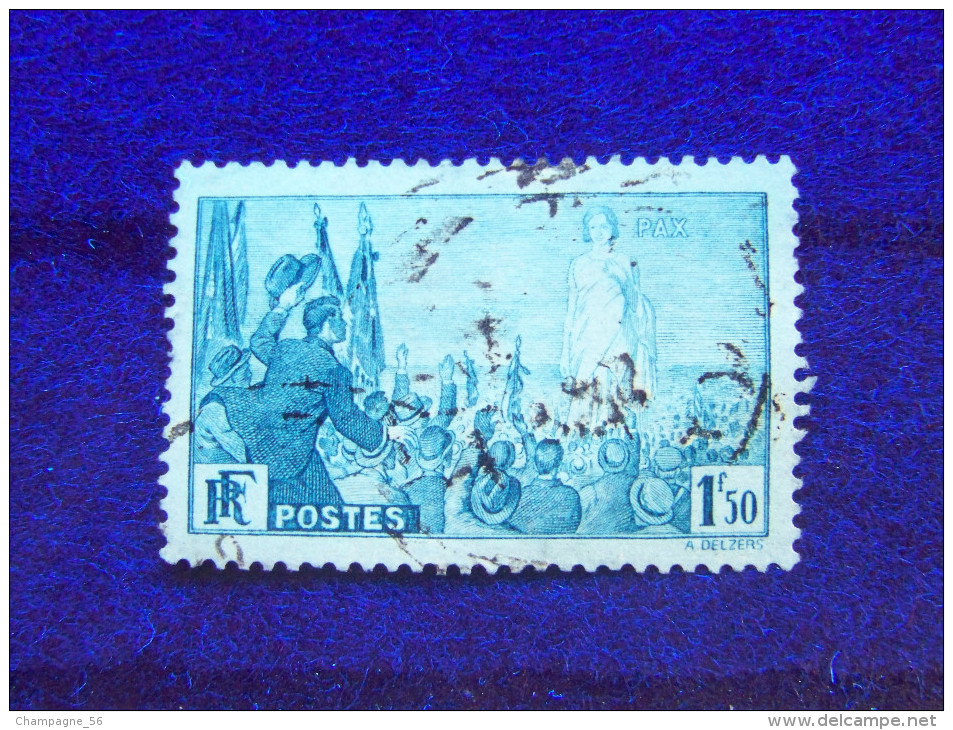 * 1936 N° 328 RASSEMBLEMENT POUR LA PAIX  PHOSPHORESCENTES OBLITÉRÉ TB - Used Stamps