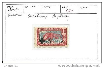 CONGO N° 65 ** SURCHARGE DEPLACEE - Ungebraucht