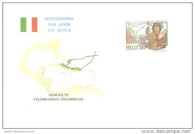 75278)  Aerogramma Genova 92 Celebrazioni Colombiane-la Scoperta Dell'america Affran.850 Lire - Poste Aérienne