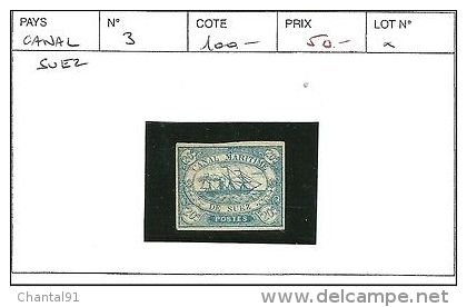 EGYPTE CANAL SUEZ N°3 * AUTHENTIQUE - Unused Stamps