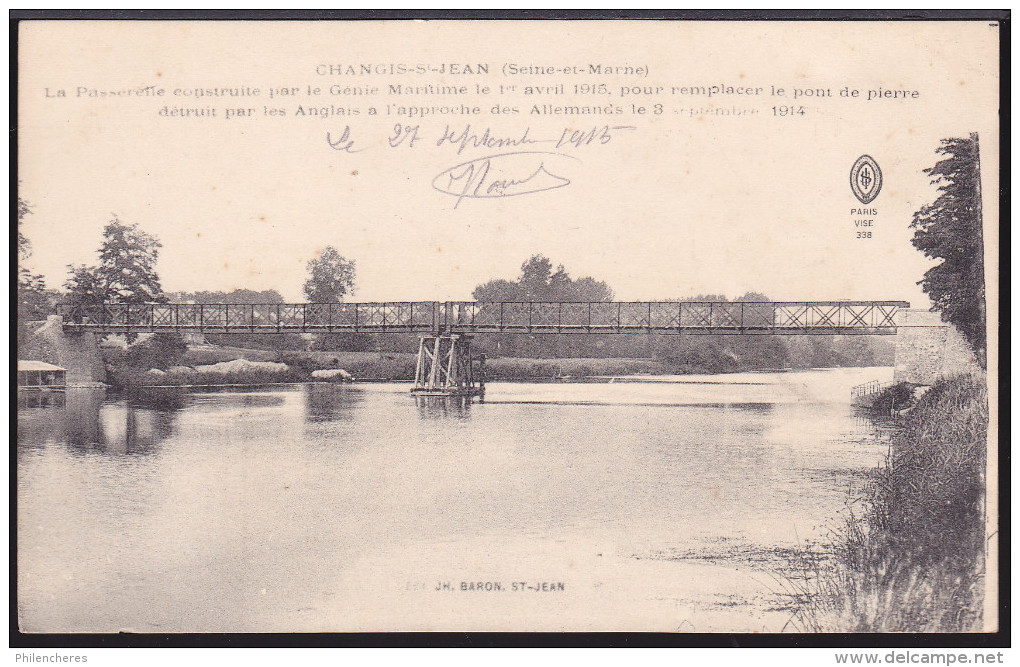 CPA - (77) Changis Saint Jean - La Passerelle Construite Par Le Génie Maritime Le 1er Avril 1915, Pour Remplacer Le Pont - Otros & Sin Clasificación