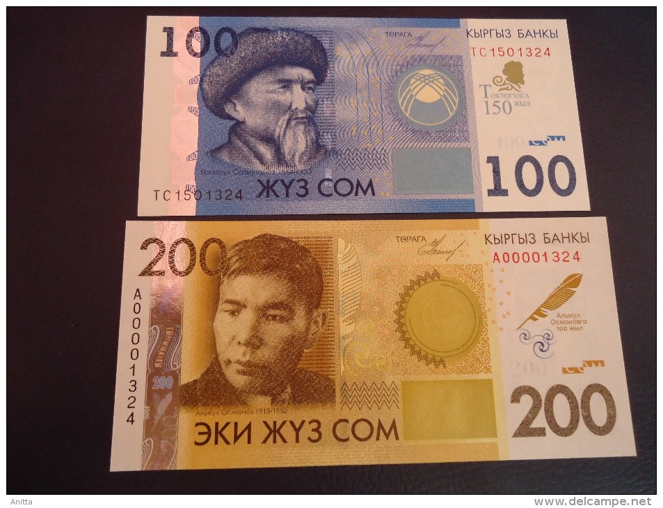 * 2014 KYRGYZSTAN COMM. 100 - 200 SOM ( P NEW ) - UNC - - Kirghizistan