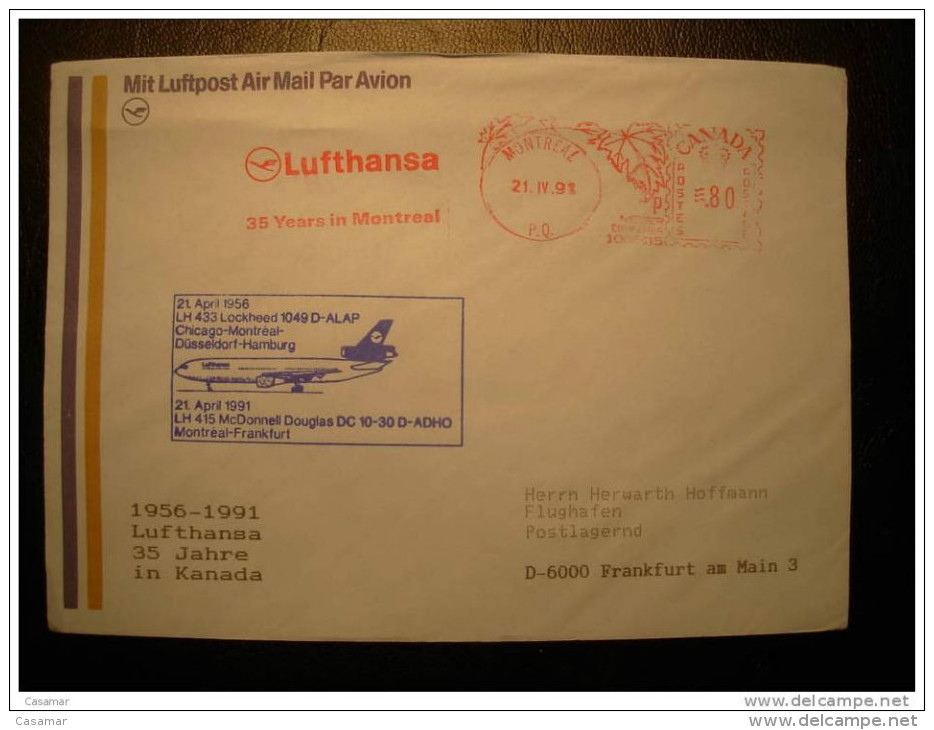 Lufthansa Metter Mail First Flight Montreal Frankfurt Chicago Montreal Dusseldorf Hamburg Germany Canada - First Flight Covers