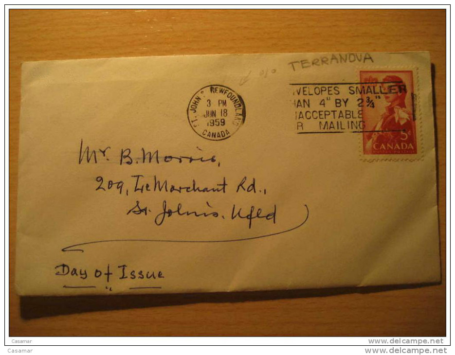 1959 St John's 5c Queen EII SPD FDC British Area NEWFOUNDLAND Canada - 1857-1861