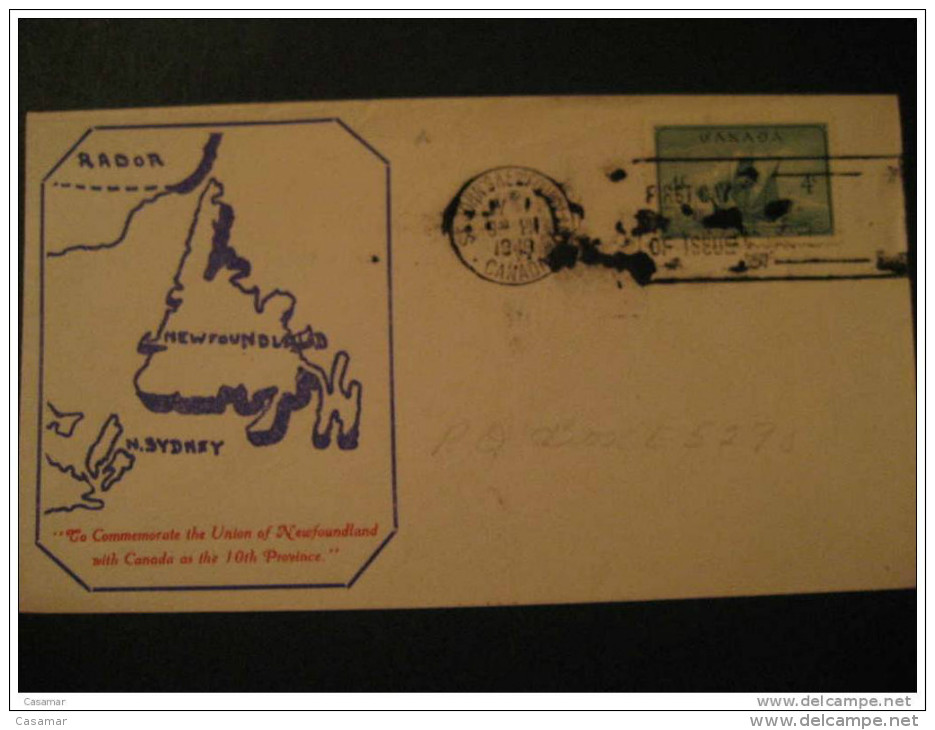 1949 St John's Map Cacheted Ship Cabot Matthew FDC Cover NEWFOUNDLAND Canada - Back Of Book