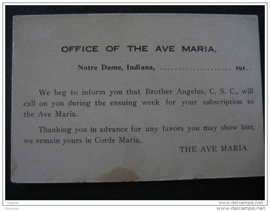 1 Cent Office Of The Ave Maria Tarjeta Entero Postal Stationery Post Card NEWFOUNDLAND Canada - Interi Postali