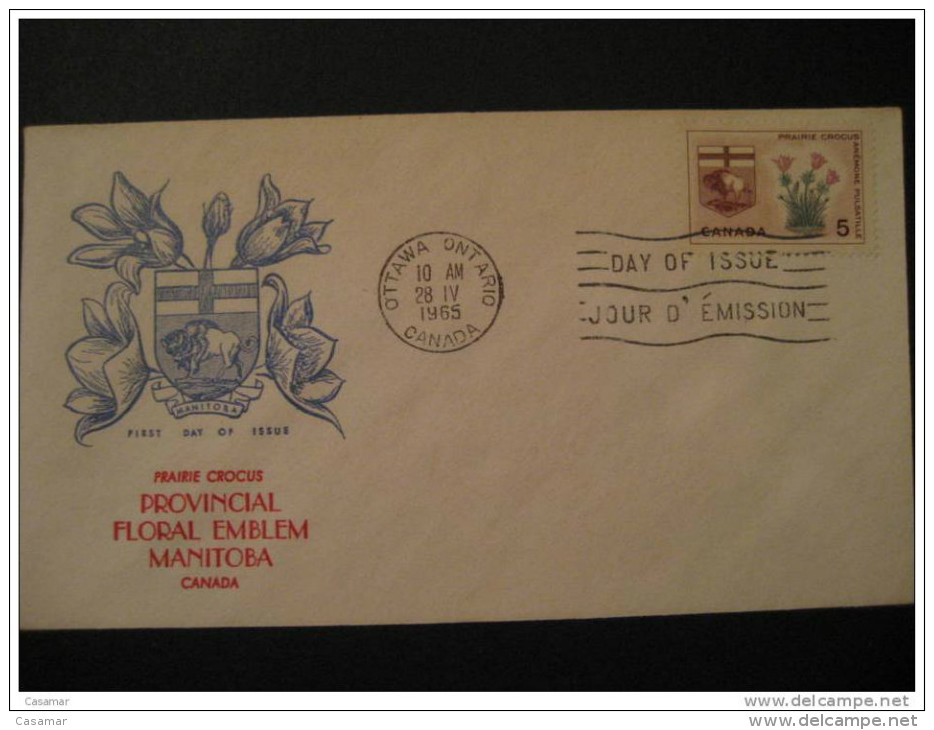 1965 Flowers Are Separated By The Stem Mistake Error FDC Cover Canada - Abarten Und Kuriositäten