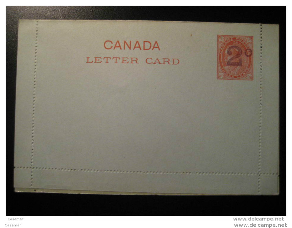 Postal Stationery Overprinted 2 Cent + 3 Cent Letter Card Canada - 1860-1899 Règne De Victoria