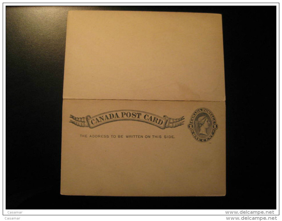 Postal Stationery Post Card Doble Reply One Cent + One Cent Canada - 1860-1899 Regering Van Victoria