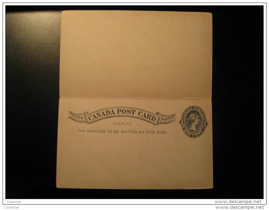 Postal Stationery Post Card Doble Reply One Cent + One Cent Canada - 1860-1899 Regering Van Victoria
