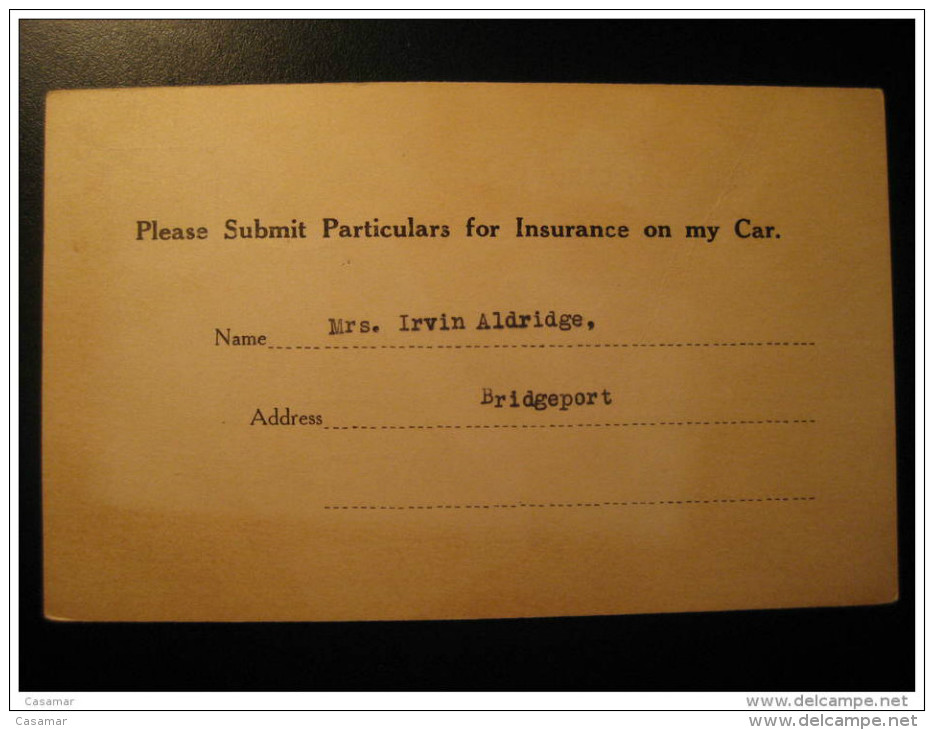 Bridgeport To Waterloo CANADA BUSINESS REPLY Postal Stationery CAR INSURANCE Post Card Half Cent - 1903-1954 De Koningen