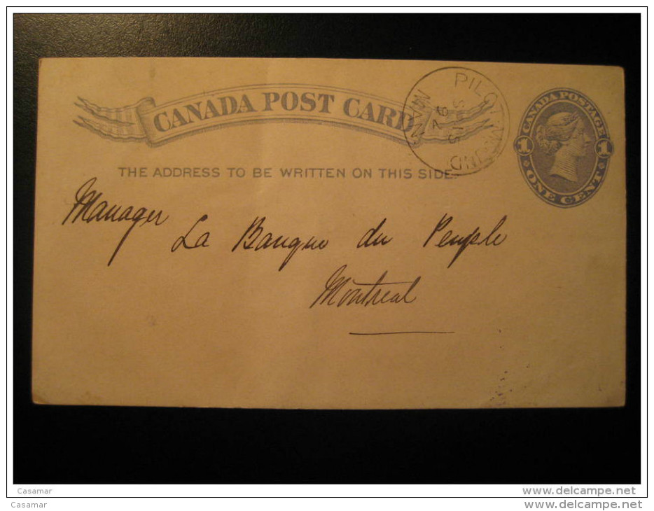 Pilot Mound 1892 To Montreal Postal Stationery FRASER & CO Post Card One Cent CANADA - 1860-1899 Règne De Victoria