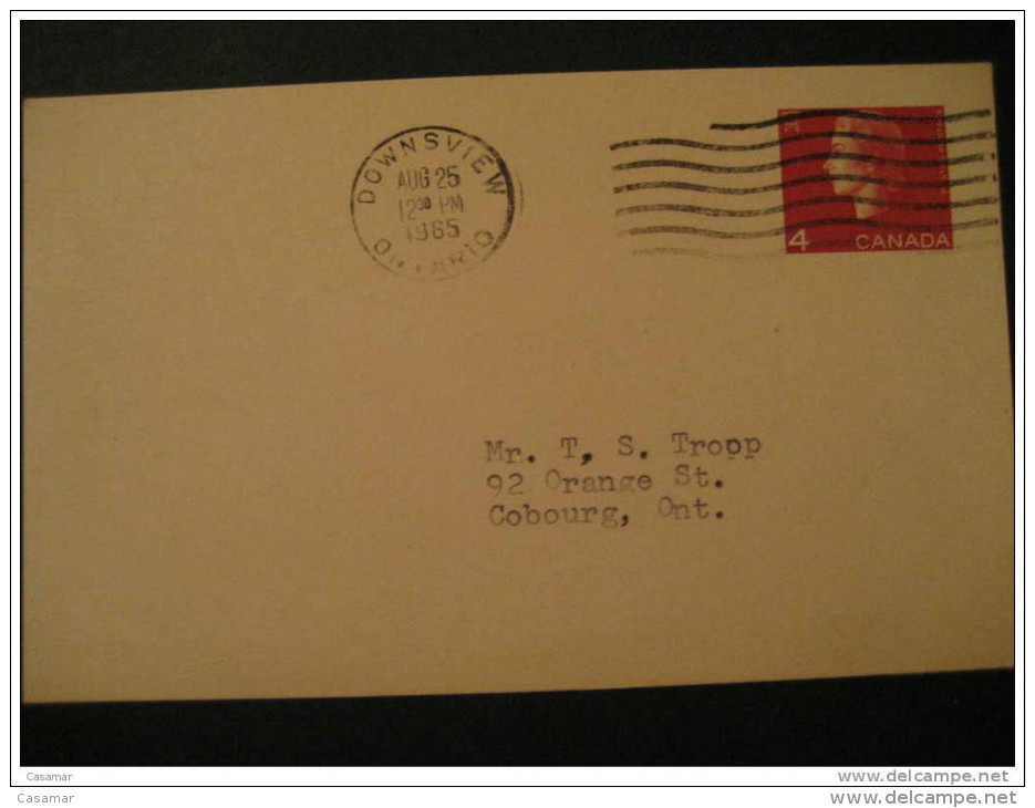 1965 Downsview Ontario 4c Rojo Red Tarjeta Entero Postal Post Card Stationery Canada - 1953-.... Reign Of Elizabeth II