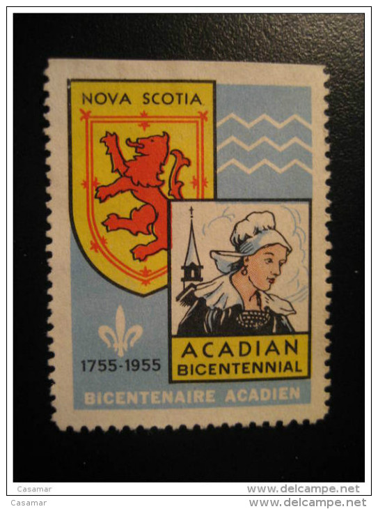 Nova Scotia 1955 Acadian Acadien Poster Stamp Label Vignette Viñeta CANADA - Privaat & Lokale Post