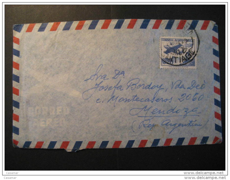 Santiago De CHILE To Mendoza Argentina Air Mail Cover - Chili