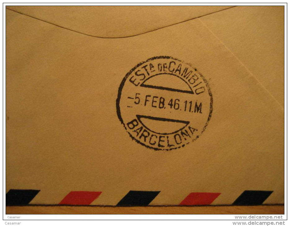 Guayaquil 1945 To Barcelona Spain 1946 2 Stamps Air Mail Cancel Cover Ecuador - Ecuador