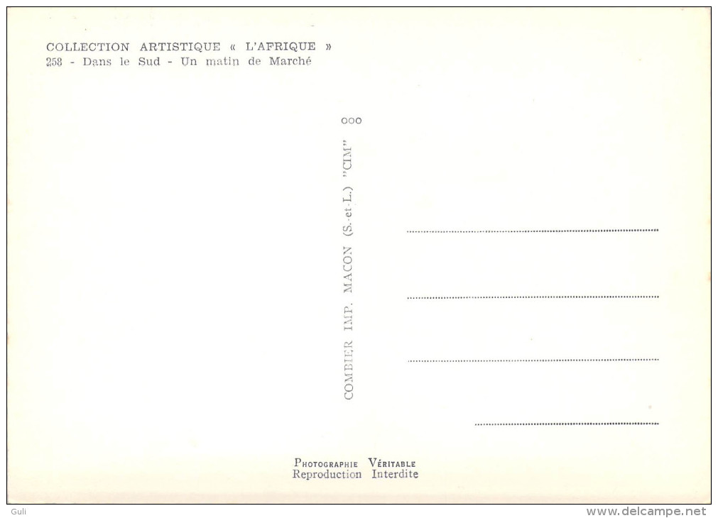 Algérie (Collection Artistique L'Afrique Scènes Et Types ) Dans Le Sud Un Matin De Marché  (Cpsm-Combier 258)* PRIX FIXE - Scènes & Types