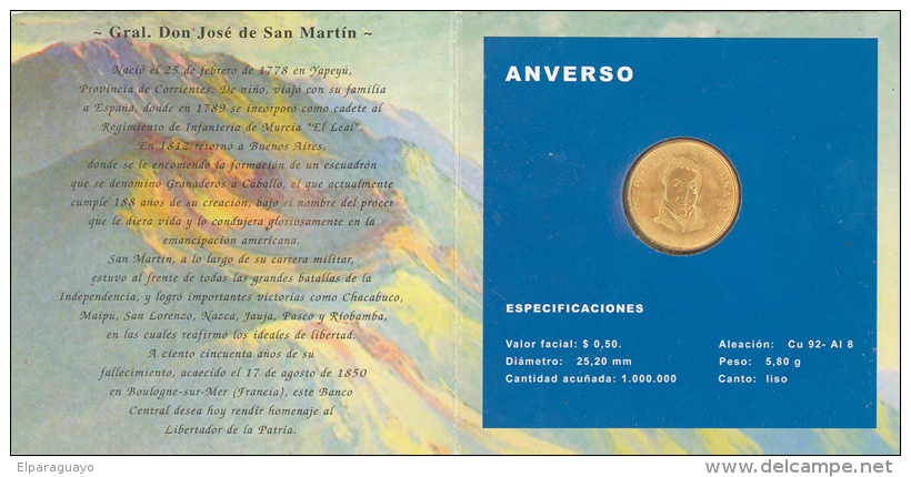 ARGENTINA Blister Argentina 2000 50 Centavos San Martín Cj# Bl 13 Numero 2255 - Argentina