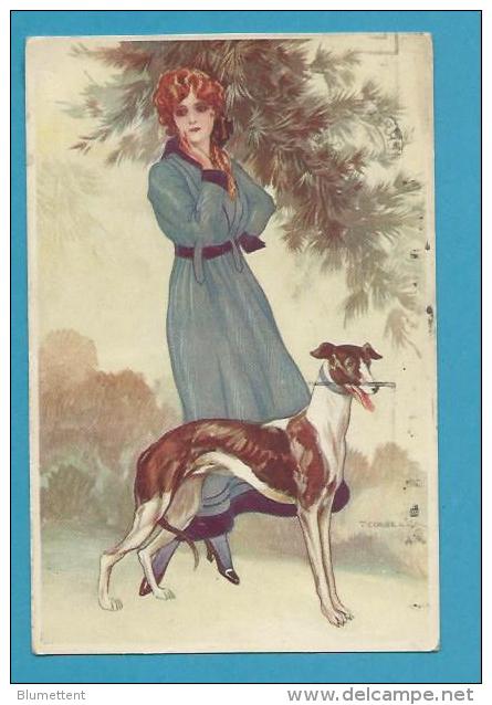 CPA 237-5 - Fantaisie Femme Chien Dog Lévrier Illustrateur Italien CORBELLA Italie - Corbella, T.