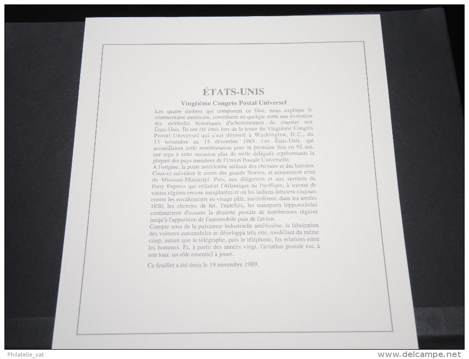 USA -  Bloc Luxe Avec Texte Explicatif - Belle Qualité - À Voir -  N° 11562 - Hojas Bloque