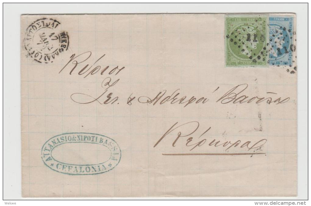 Gr-H013 /  GRIECHENLAND - Cefalonia 1872 Mit 5 Und 20 Lepta - Briefe U. Dokumente