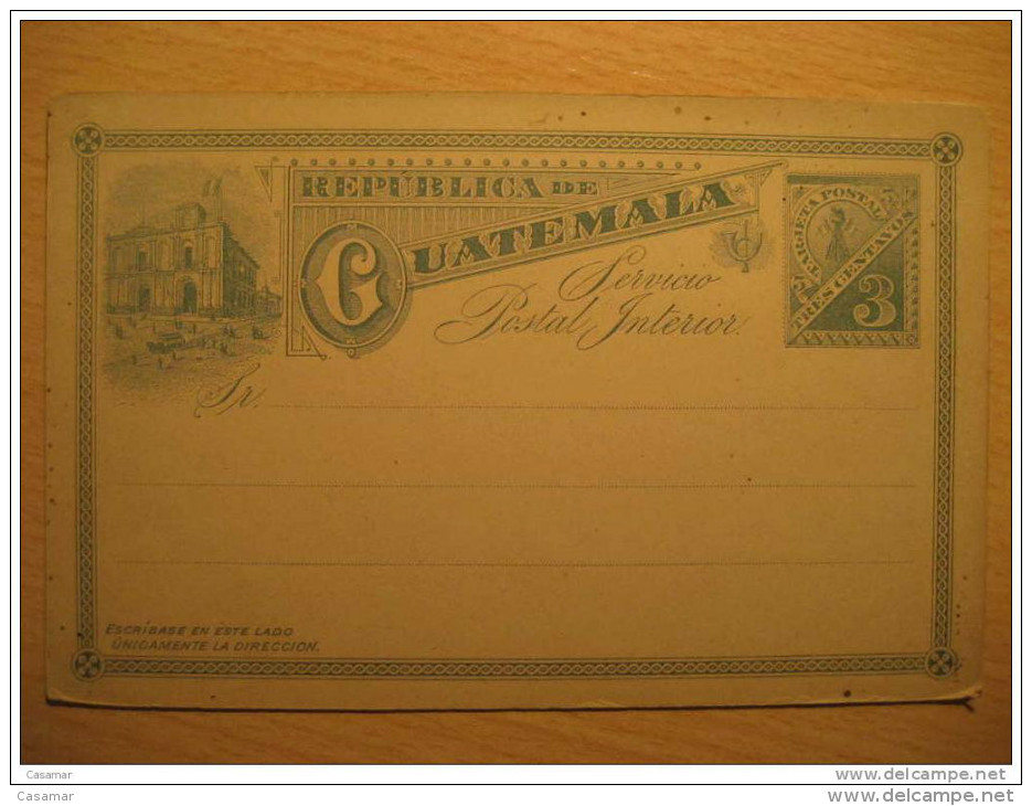 3 Centavos Tarjeta Entero Postal Stationery Card Entier Postaux Carte Postale Interior Guatemala - Guatemala
