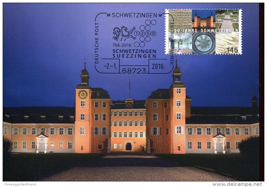 5958 Germany, Maximum  2016  1250 Year Schwetzingen,  The Castle - Autres & Non Classés