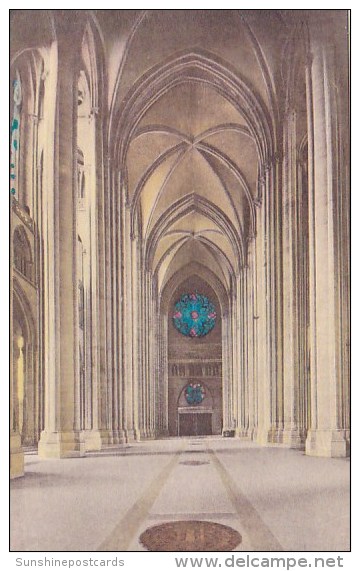 The Cathedral Of Saint John The Divine New York The Nave Looking West New York City New York Albertype Handcolored - Kirchen