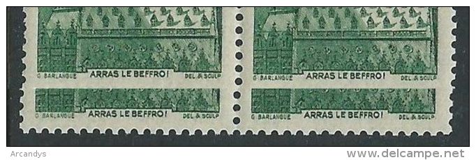 FRANCE 1942  Beffroi D´Arras  Yvert N° 567 X3 Et 567b X1 Se Tenant Dans Un Bloc X 4 Neuf ** - Unused Stamps