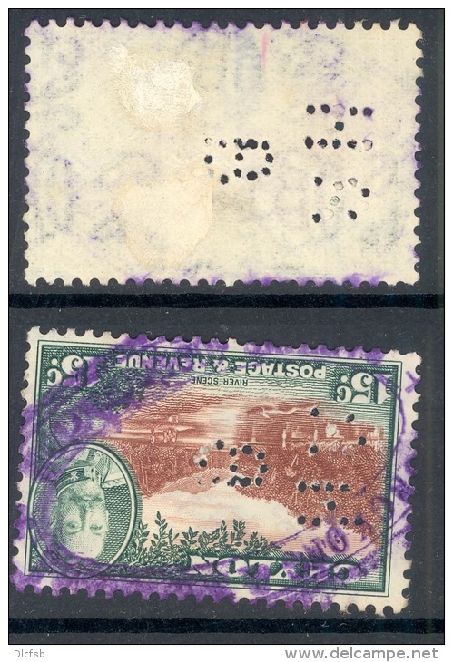 CEYLON, Perfin &acute;H R B &acute; - Ceylon (...-1947)