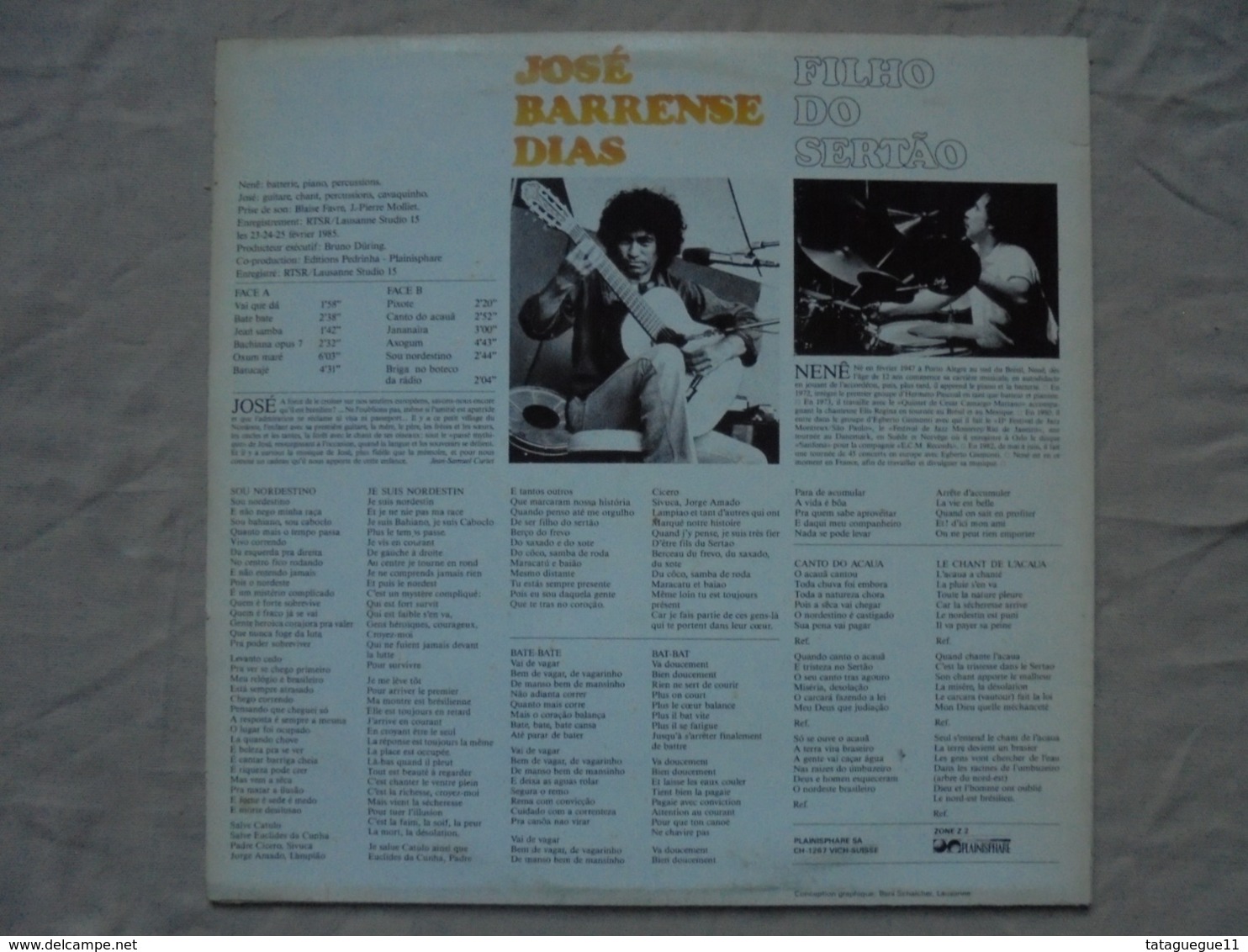 Disque Vinyle 33 T JOSE BARRENSE DIAS Filho Do Sertâo 1985 - Jazz