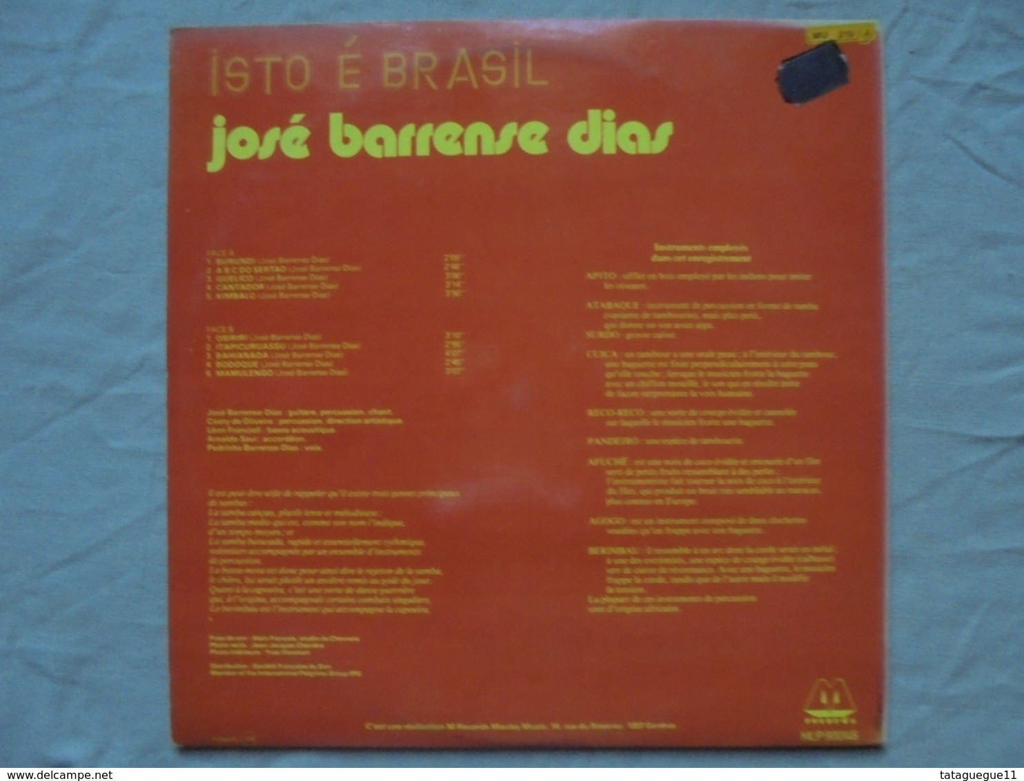 Disque Vinyle 33 T JOSE BARRENSE DIAS Isto E Brasil - Jazz