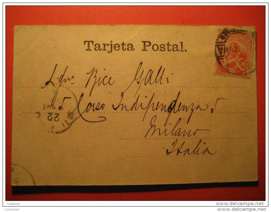 Montevideo 1901 To Milan Milano Italy Italia Stamp On Palacio Municipal Palace Post Card America Uruguay - Uruguay