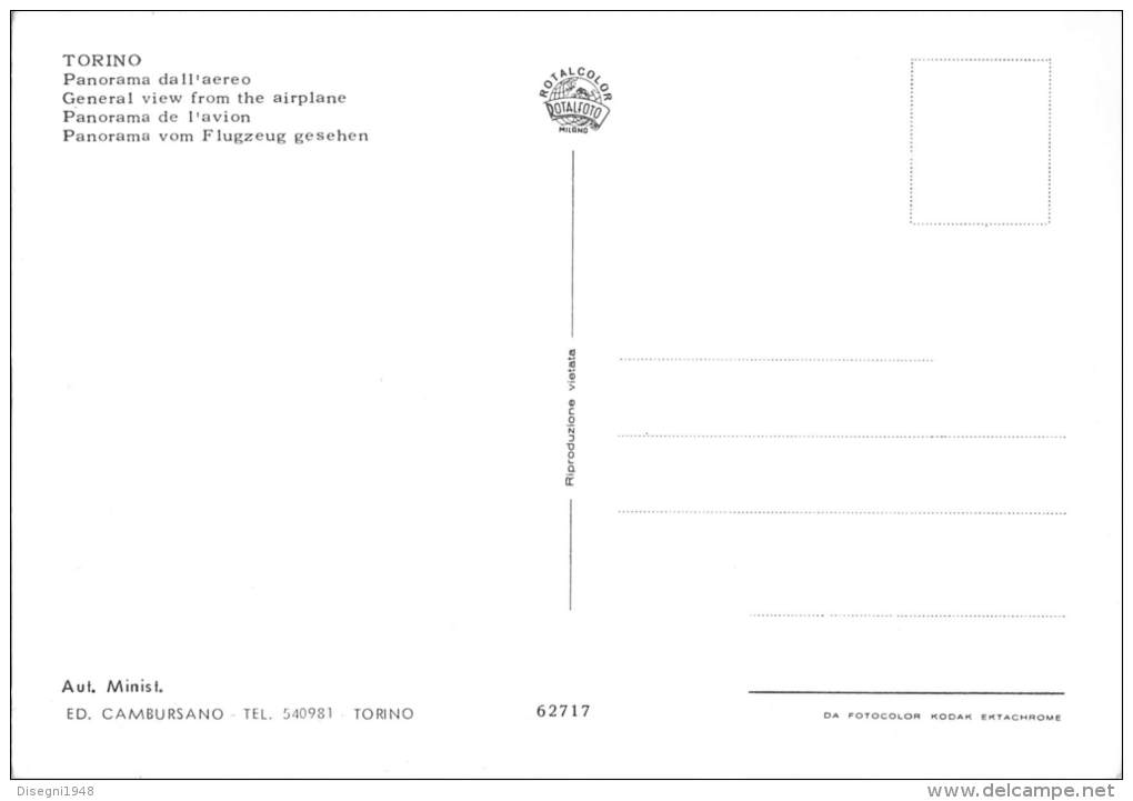 04977 "TORINO - PIAZZA CASTELLO VIA PIETRO MICCA - VEDUTA PANORAMICA AEREA" CART. POST. ORIG. NON SPEDITA. - Viste Panoramiche, Panorama