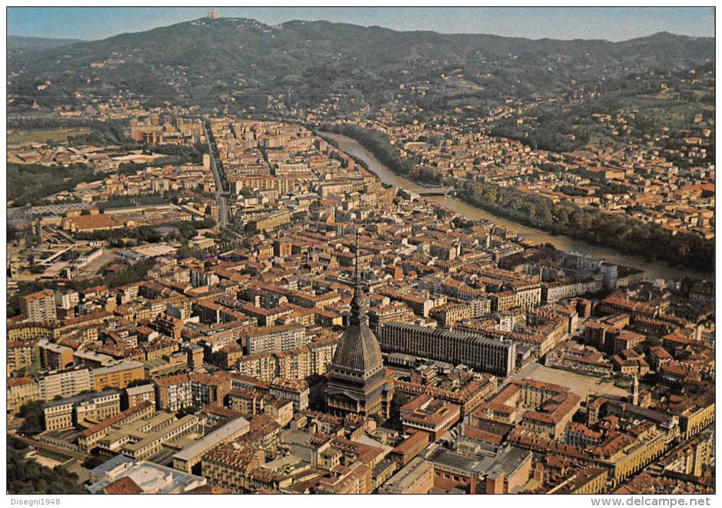 04979 "TORINO - MOLE ANTONELLIANA - VEDUTA PANORAMICA AEREA" CART. POST. ORIG. NON SPEDITA. - Panoramic Views