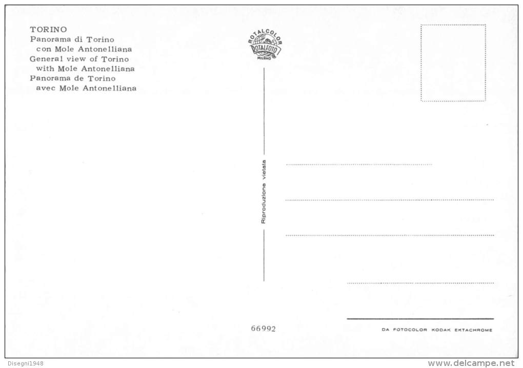 04979 "TORINO - MOLE ANTONELLIANA - VEDUTA PANORAMICA AEREA" CART. POST. ORIG. NON SPEDITA. - Mehransichten, Panoramakarten