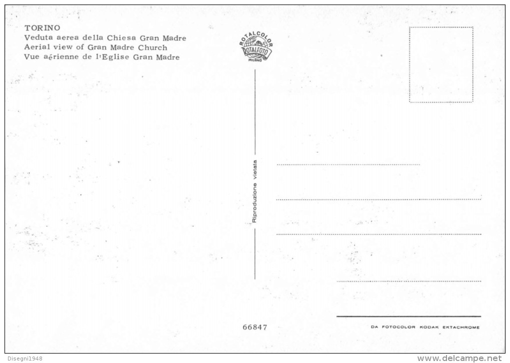 04983 "TORINO - CHIESA GRAN MADRE E PRECOLLINA - VEDUTA PANORAMICA AEREA" CART. POST. ORIG. NON SPEDITA. - Mehransichten, Panoramakarten