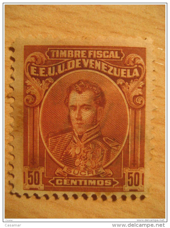 50 Centimos Sucre Timbre Fiscal Poliza Tasa Tax Due Revenue Cinderella Official Venezuela - Venezuela