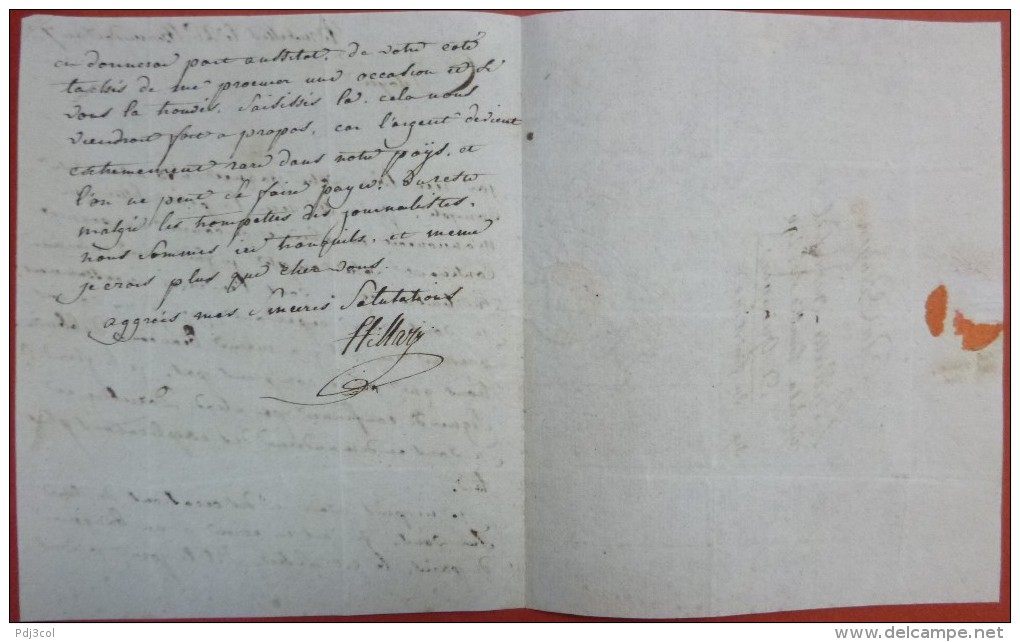 Lettre De Bruxelles AN 7 Pour Quimper, Cachet Rouge Bruxelles, Port 13 - 1794-1814 (Période Française)