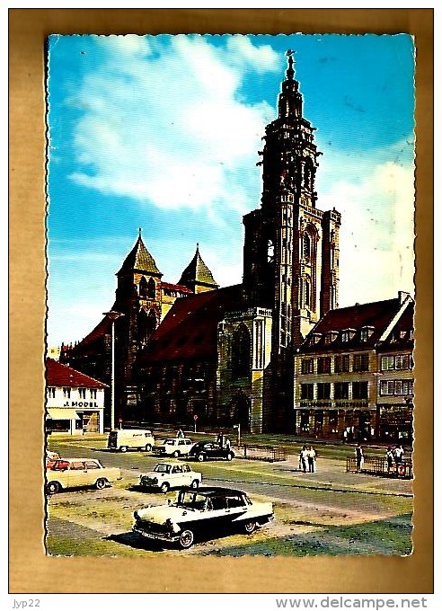 Jolie CP Allemagne Heilbronn / Neckar Kiliankirche - CAD Flamme 2-09?-1966 - église Vieille Voiture - Heilbronn
