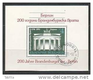 BULGARIA \ BULGARIAE - 1991 - 200 Year Branderburger Tor - Bl Dent. Obl. - Blokken & Velletjes