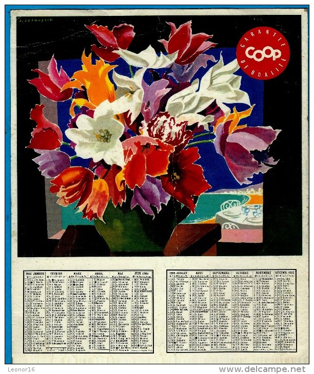 CALENDRIER COOP 1965 -    ** TULIPES EN POTS ** Par Jean Jacquelin (1905-1989) Est Un Affichiste Français - Autres & Non Classés