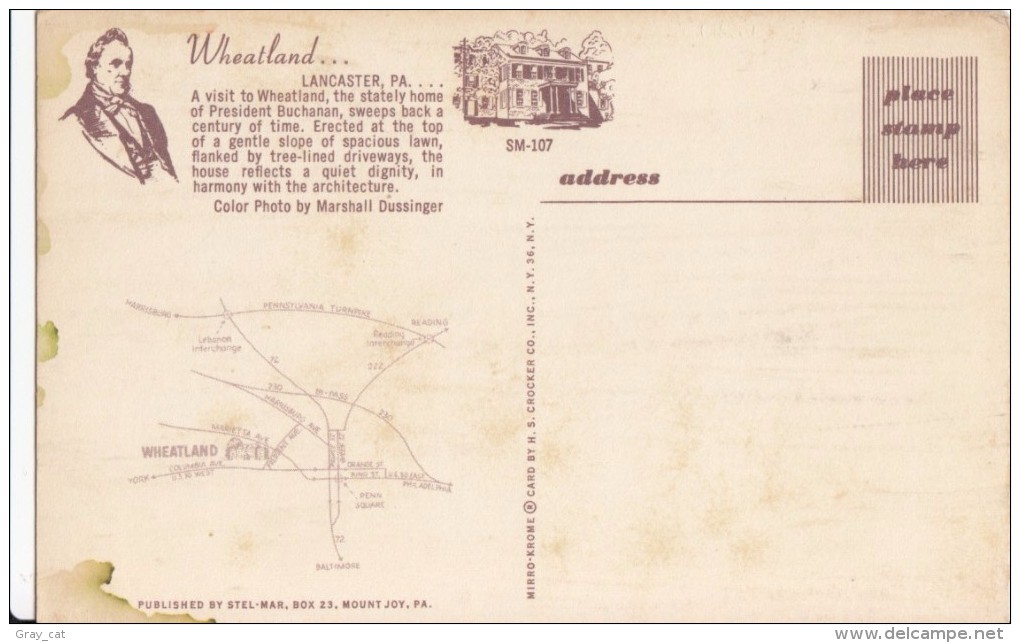 Wheatland, Lancaster, PA, Unused Postcard [16783] - Lancaster